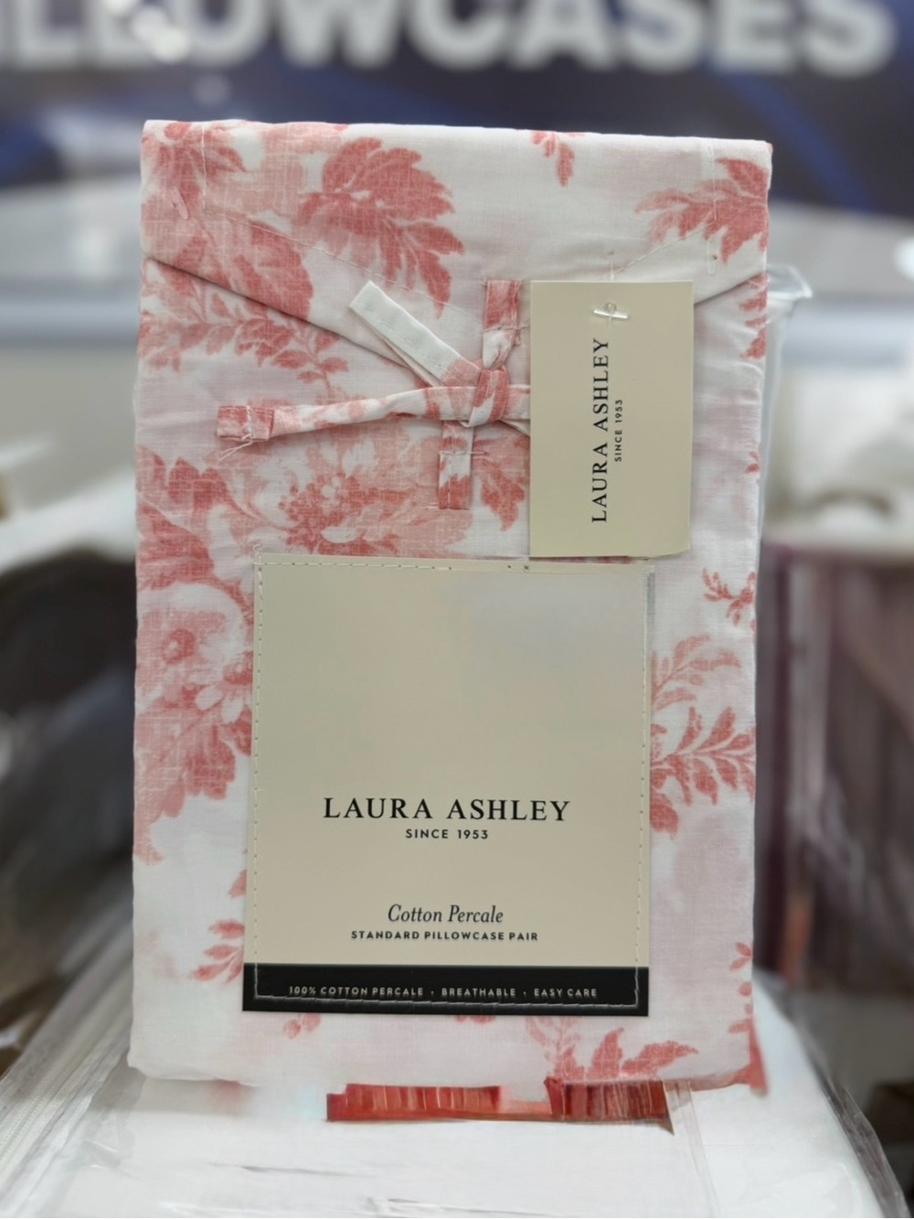 Charming Laura Ashley Vanessa Pink Floral Cotton Percale Pillowcase Pair ~ NEW - Picture 2 of 5
